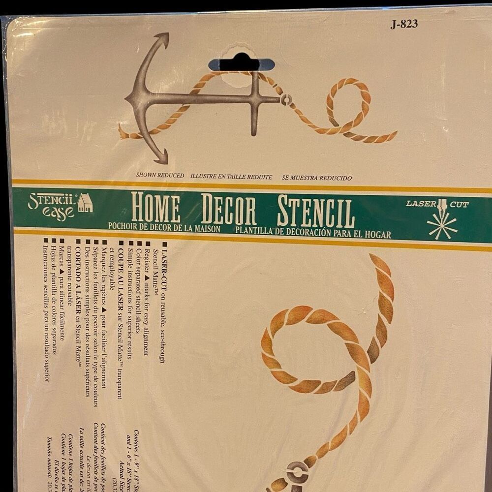 Stencil Ease Anchor with Rope Under The Sea Mural J-823 NEW